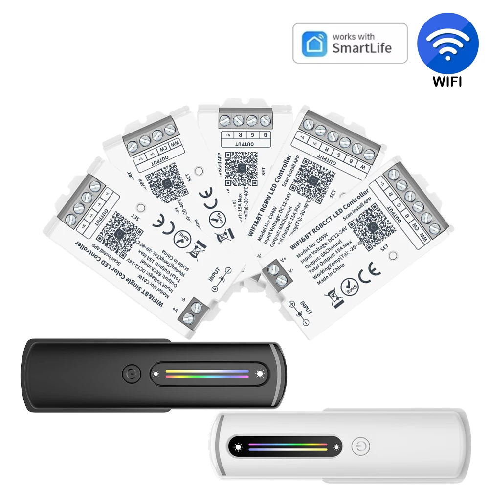 Tuya WiFi LED Controller Alexa Google Home Voice Control DIM RGB RGBW CCT LED Strip Smart Controller APP BT RF Remote DC12-24V
Tuya WiFi LED Controller Alexa Google Home Voice Control DIM RGB RGBW CCT LED Strip Smart Controller APP BT RF Remote DC12-24V