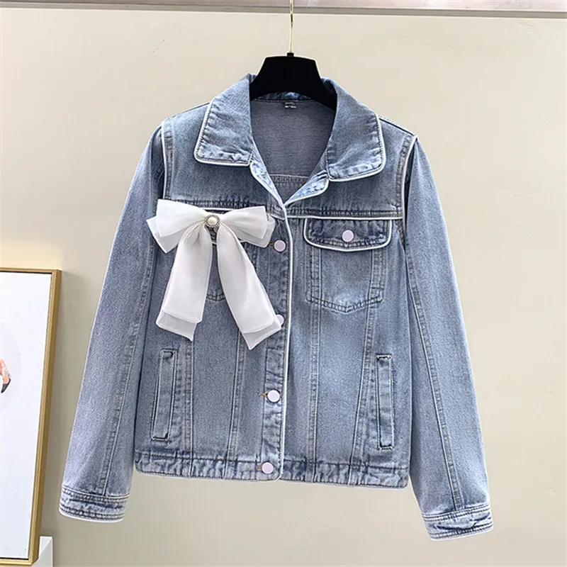 Vintage Blue Bow Big Pocket Denim Jacket Women Casual Loose Short Cowboy Outerwear Spring New Korean Jeans Jacket Coat Female
Vintage Blue Bow Big Pocket Denim Jacket Women Casual Loose Short Cowboy Outerwear Spring New Korean Jeans Jacket Coat Female
