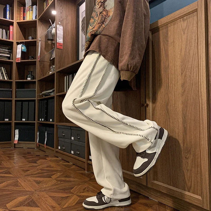 American Vintage Side Striped Pants For Men Y2K Streetwear Drawstring Wide Leg Trousers Casual Joggers Baggy Straight Sweatpants
American Vintage Side Striped Pants For Men Y2K Streetwear Drawstring Wide Leg Trousers Casual Joggers Baggy Straight Sweatpants