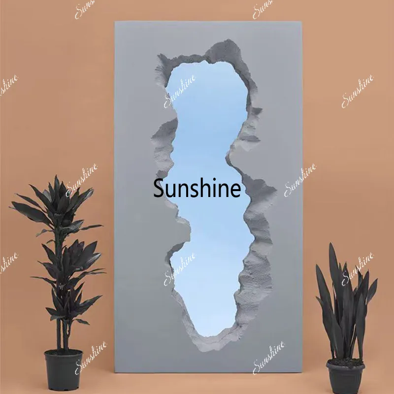 Wabi-sabi fiberglass special-shaped design cloakroom clothing store irregular mirror
Wabi-sabi fiberglass special-shaped design cloakroom clothing store irregular mirror