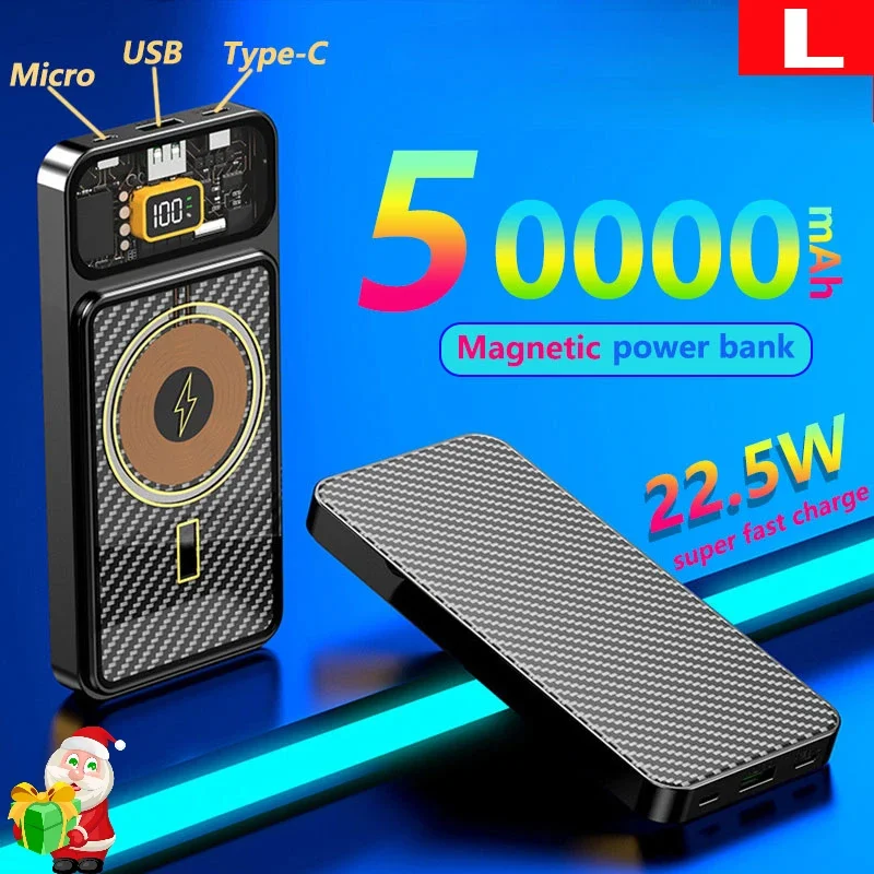 50000mAh Magnetic Power Bank 15W Wireless Fast Charging External Battery for Iphone Mini Portable Digital Display Powerbank
50000mAh Magnetic Power Bank 15W Wireless Fast Charging External Battery for Iphone Mini Portable Digital Display Powerbank