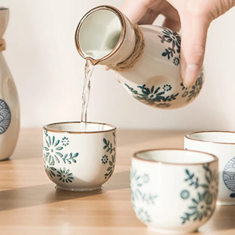 Japanese Ceramic Orchid Pattern Sake Jug Wine Glass Set, 1 Pot + 4 Cups Home Dining Restaurant Supplies, Creative Wine Dispenser
Japanese Ceramic Orchid Pattern Sake Jug Wine Glass Set, 1 Pot + 4 Cups Home Dining Restaurant Supplies, Creative Wine Dispenser