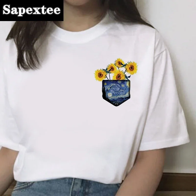 Sunflower Printed Tshirt Van Gogh Art T Shirts Fashion Women Tops Tee Harajuku T-shirts Female Tee Clothes Camiseta Feminina
Sunflower Printed Tshirt Van Gogh Art T Shirts Fashion Women Tops Tee Harajuku T-shirts Female Tee Clothes Camiseta Feminina