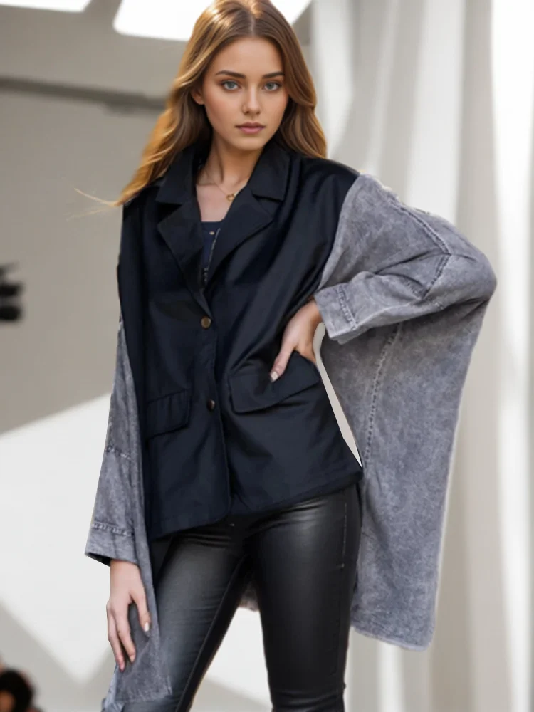 Пальто женское джинсовое асимметричное с отложным воротником и рукавами «летучая мышь»
Пальто женское джинсовое асимметричное с отложным воротником и рукавами «летучая мышь»