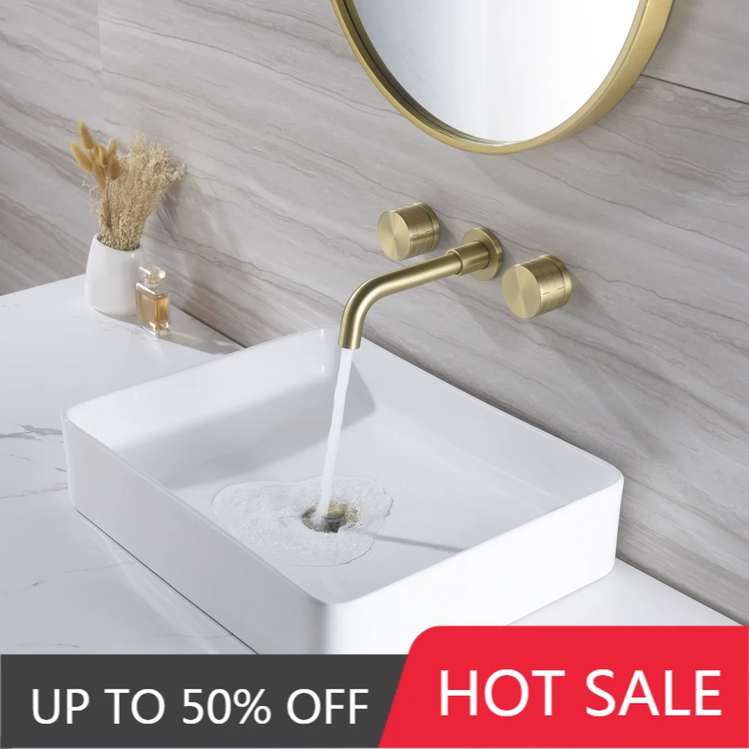 Wall brushed gold bathroom faucet, large area black washbasin faucet, gray sink mixer, brass sink
Wall brushed gold bathroom faucet, large area black washbasin faucet, gray sink mixer, brass sink