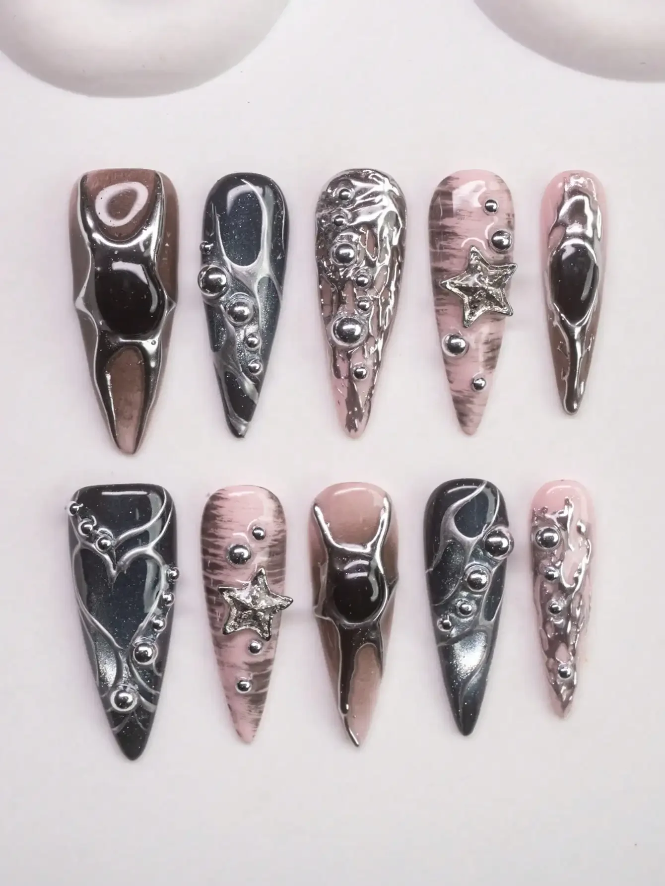 Handmade Y2K Almond-Shaped Acrylic Nails, Spring/Summer Style, 10Pcs/Set, 3 Size Options, Pink & Blue Cat Eye Shaped Nail Tips
Handmade Y2K Almond-Shaped Acrylic Nails, Spring/Summer Style, 10Pcs/Set, 3 Size Options, Pink & Blue Cat Eye Shaped Nail Tips