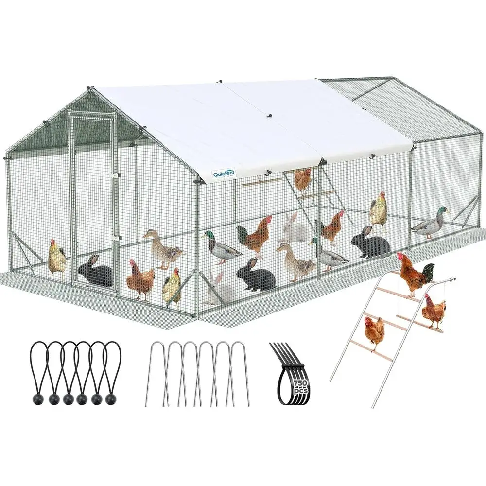 Outdoor Walk-In Chicken Coop with Metal Perch, Hardware Cloth, and Cover for 30+ Poultry, 18x9x6.6 ft
Outdoor Walk-In Chicken Coop with Metal Perch, Hardware Cloth, and Cover for 30+ Poultry, 18x9x6.6 ft
