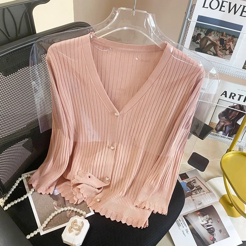 Тонкий вязаный свитер из ледяного шелка с v-образным вырезом, женский классический слиповый кардиган на лето и весну, длинный свек, удобная верхняя одежда CQ175
Тонкий вязаный свитер из ледяного шелка с v-образным вырезом, женский классический слиповый кардиган на лето и весну, длинный свек, удобная верхняя одежда CQ175