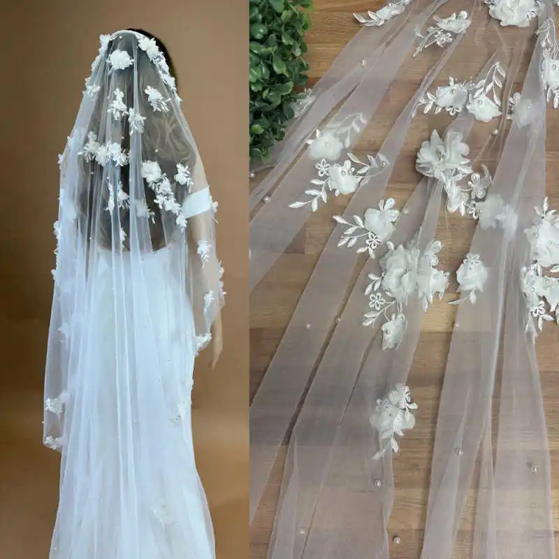 Romantic Wedding Bridal Veil Single Layer 3D Flowers Appliques Beads One-Layer White Ivory Wedding Accessories Customized
Romantic Wedding Bridal Veil Single Layer 3D Flowers Appliques Beads One-Layer White Ivory Wedding Accessories Customized