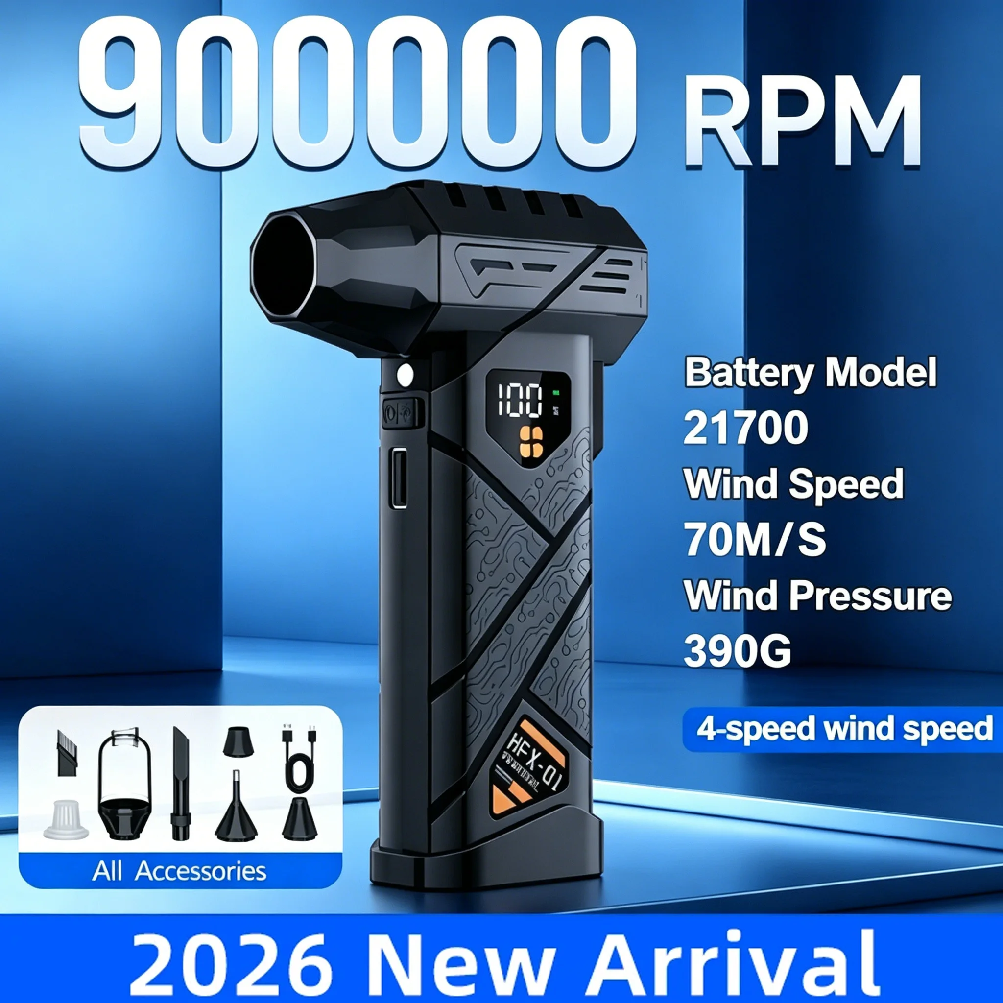 900000RPM 2-in-1 Cordless Air Duster Brushless Turbo Blower Vacuum 10000mAh Power Bank LED Light for PC Car Home Outdoor
900000RPM 2-in-1 Cordless Air Duster Brushless Turbo Blower Vacuum 10000mAh Power Bank LED Light for PC Car Home Outdoor