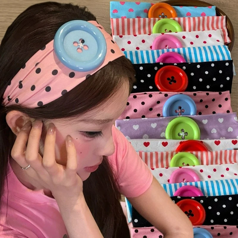 Y2K Summer Colorful Large Button Polka Dot Headband Stretch Women Girl INS Style Versatile Wide Headbands Yoga Sports Headwear
Y2K Summer Colorful Large Button Polka Dot Headband Stretch Women Girl INS Style Versatile Wide Headbands Yoga Sports Headwear
