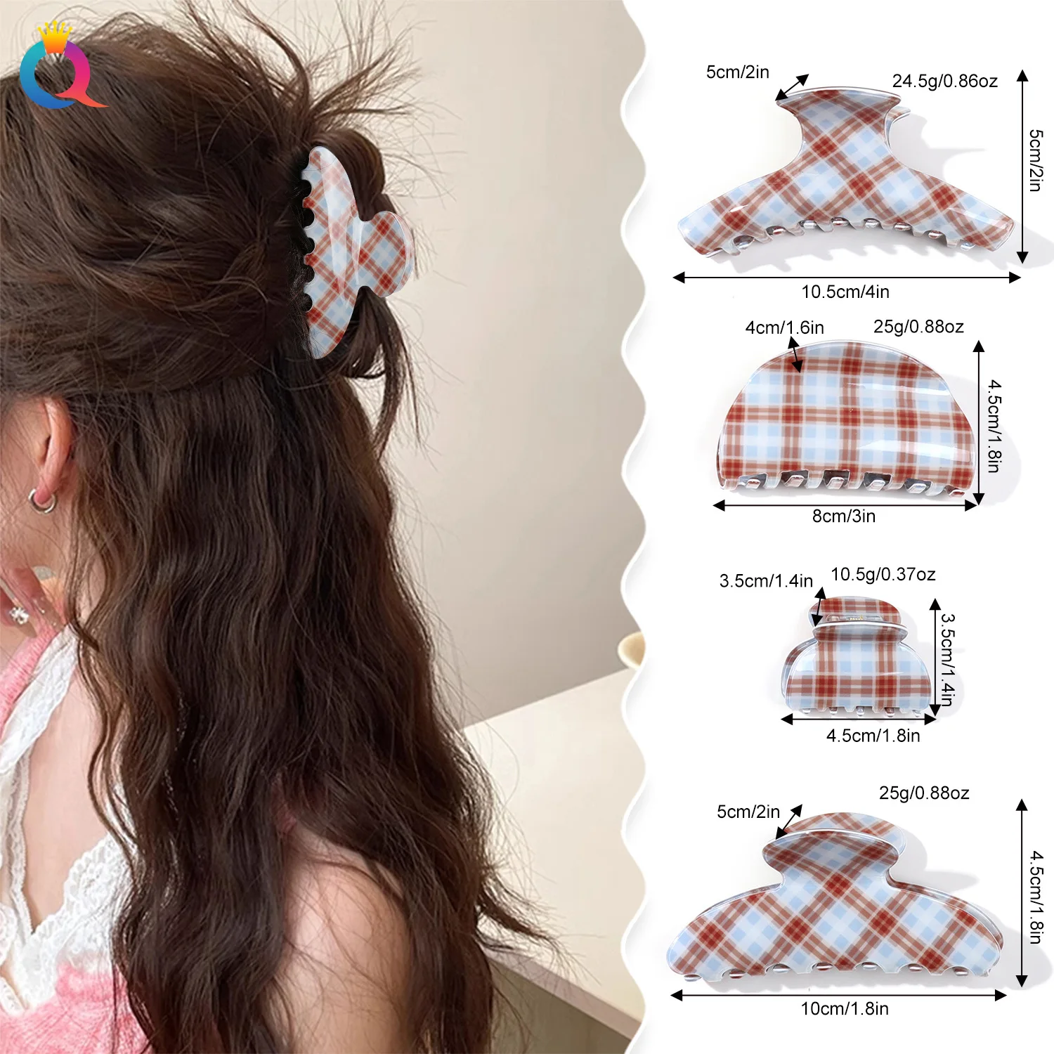1 шт. Минималистичная акриловая заколка-краб сине-коричневая в клетку, с сильным захватом, для высоких хвостов и пучков на затылке, для повседневного использования
1 шт. Минималистичная акриловая заколка-краб сине-коричневая в клетку, с сильным захватом, для высоких хвостов и пучков на затылке, для повседневного использования