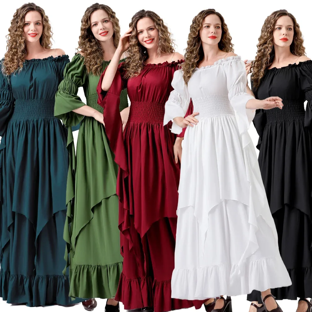 Renaissance Women Pirate Off-Shoulder Slim-Fit Long Dresses Medieval Halloween Carnival Cosplay Costume
Renaissance Women Pirate Off-Shoulder Slim-Fit Long Dresses Medieval Halloween Carnival Cosplay Costume