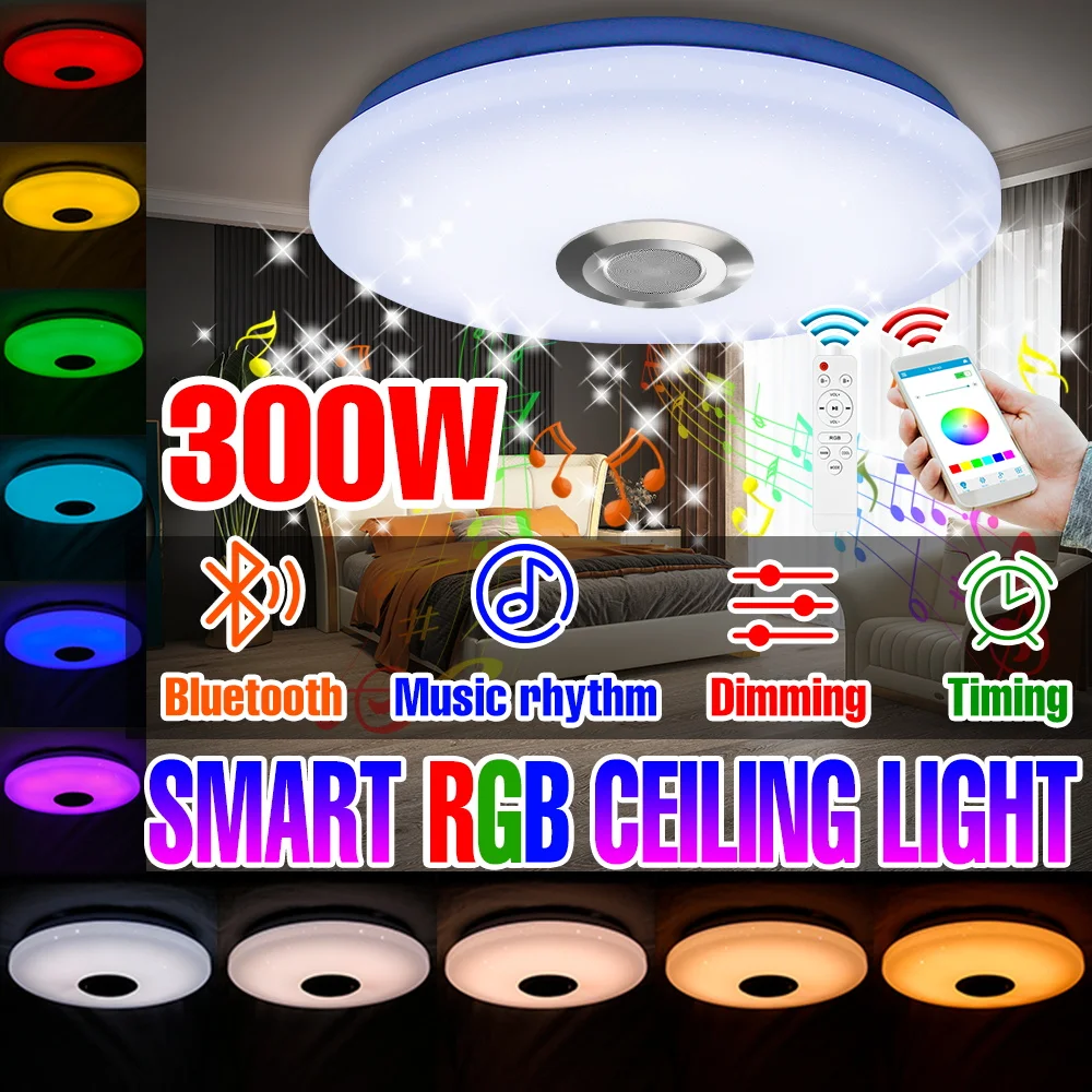 Умный потолочный светильник RGB 100 Вт с Bluetooth, управлением через приложение, диммируемый, AC100-240В, с динамиками и музыкальной функцией
Умный потолочный светильник RGB 100 Вт с Bluetooth, управлением через приложение, диммируемый, AC100-240В, с динамиками и музыкальной функцией