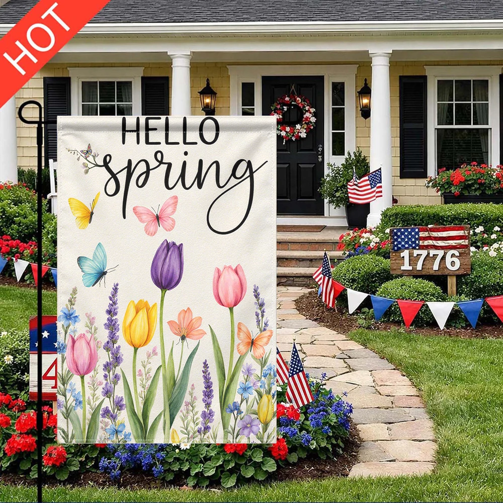 Hello Spring Garden Flag Double Sided Print No Pole Included Floral Butterfly Outdoor Decor
Hello Spring Garden Flag Double Sided Print No Pole Included Floral Butterfly Outdoor Decor