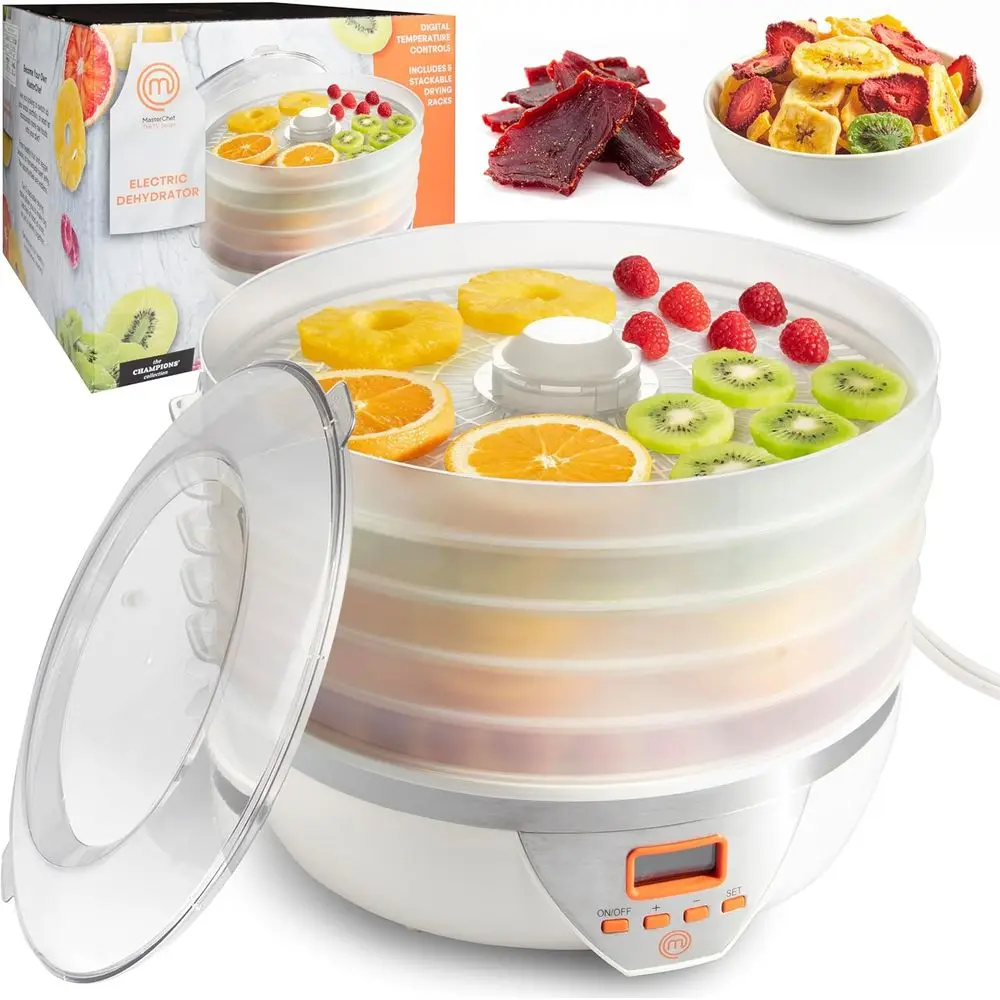 8L Digital Food Dehydrator with 5 Large Trays, Temperature Control, and Recipe Guide - BPA-Free for Healthy Snacks, Fruit, and J
8L Digital Food Dehydrator with 5 Large Trays, Temperature Control, and Recipe Guide - BPA-Free for Healthy Snacks, Fruit, and J