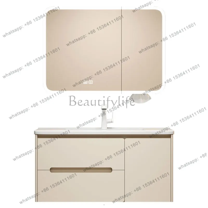 Cream wind stainless steel bathroom cabinet combination bathroom hand wash face integrated ceramic basin washstand
Cream wind stainless steel bathroom cabinet combination bathroom hand wash face integrated ceramic basin washstand