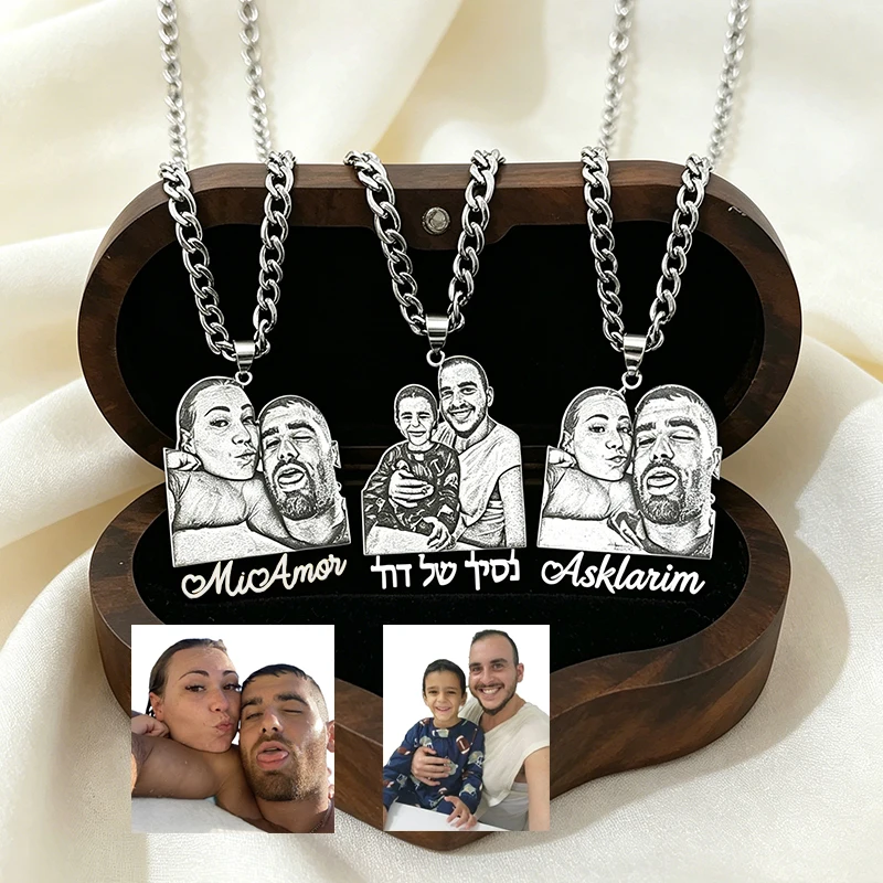 Trendy Punk Custom Photo Name Text Pendant Necklace Cuban Link Chain Personalized Stainless Steel Portrait Necklace Jewelry Gift
Trendy Punk Custom Photo Name Text Pendant Necklace Cuban Link Chain Personalized Stainless Steel Portrait Necklace Jewelry Gift