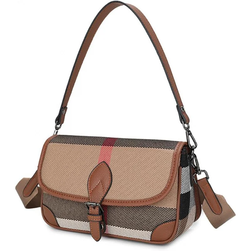 Tan & Brown Plaid Tote Shoulder Handbag with Leather Accents Messenger Bag Class Design for Ladies Girls' Holiday Party Birt
Tan & Brown Plaid Tote Shoulder Handbag with Leather Accents Messenger Bag Class Design for Ladies Girls' Holiday Party Birt
