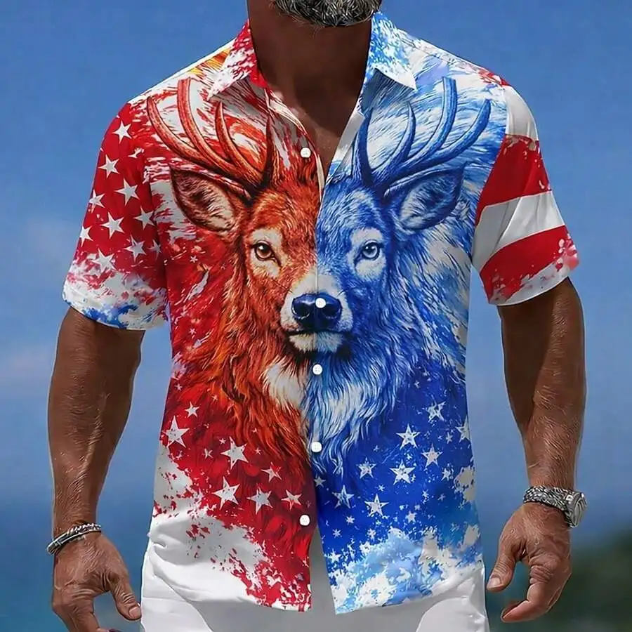 Mens Patriotic US Flag 3D Print Short Sleeve Turn-Down Collar Casual Shirt
Mens Patriotic US Flag 3D Print Short Sleeve Turn-Down Collar Casual Shirt