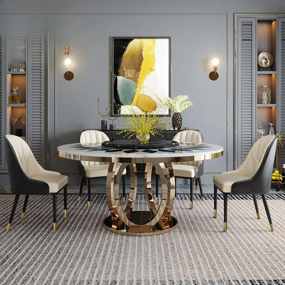 Living Room Furniture Room Table Golden Luxury Round Marble Dining Table Stainless Steel Round Dining Table
Living Room Furniture Room Table Golden Luxury Round Marble Dining Table Stainless Steel Round Dining Table