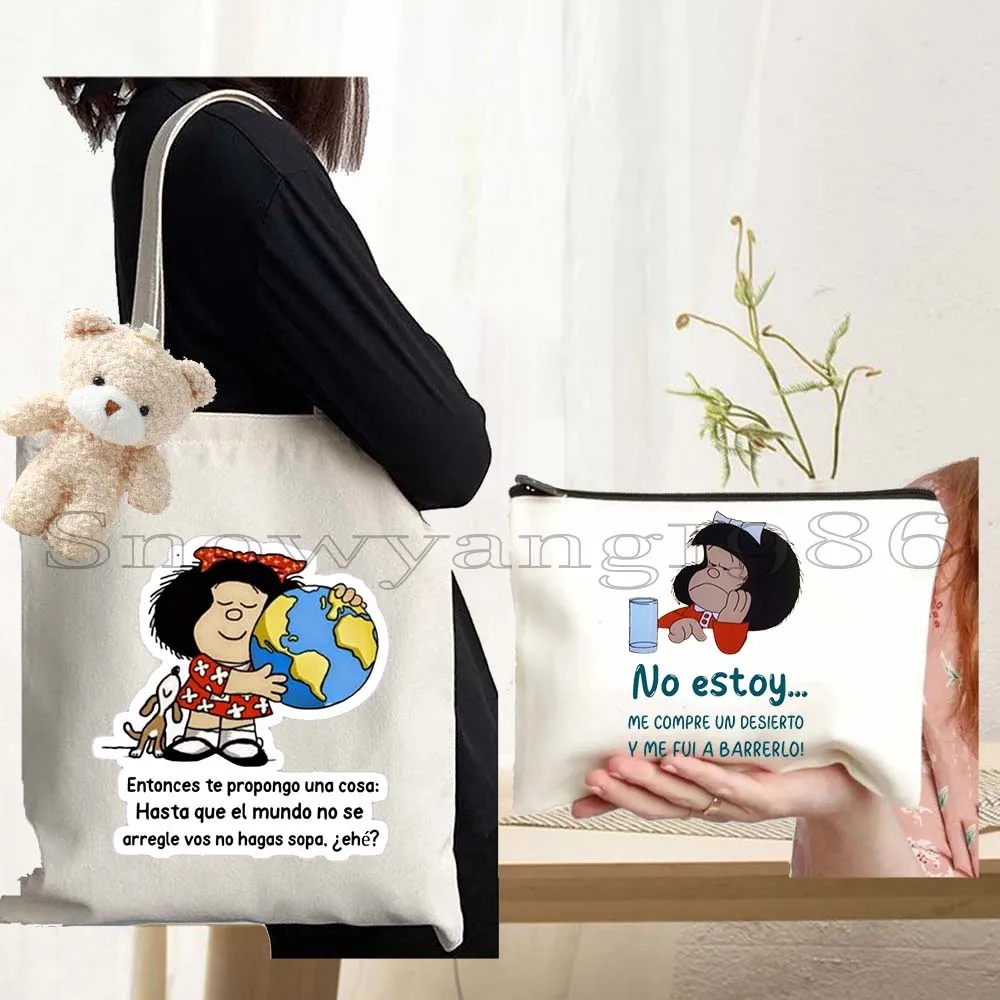 3PCS Spanish Quotes Mafalda Comics Kawaii Cartoon Girl Mafalda Quino Comics Gifts Canvas Tote Bag Cotton Shopper Handbag
3PCS Spanish Quotes Mafalda Comics Kawaii Cartoon Girl Mafalda Quino Comics Gifts Canvas Tote Bag Cotton Shopper Handbag