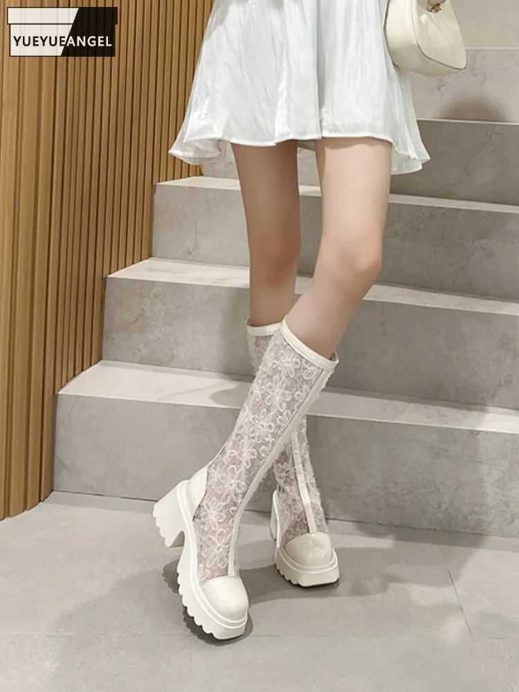 Lady High Heels Split Leather Round Toe Breathable Back Zipper Street Fashion Casual Knee High Boots Lady Thick Platform Sandals
Lady High Heels Split Leather Round Toe Breathable Back Zipper Street Fashion Casual Knee High Boots Lady Thick Platform Sandals
