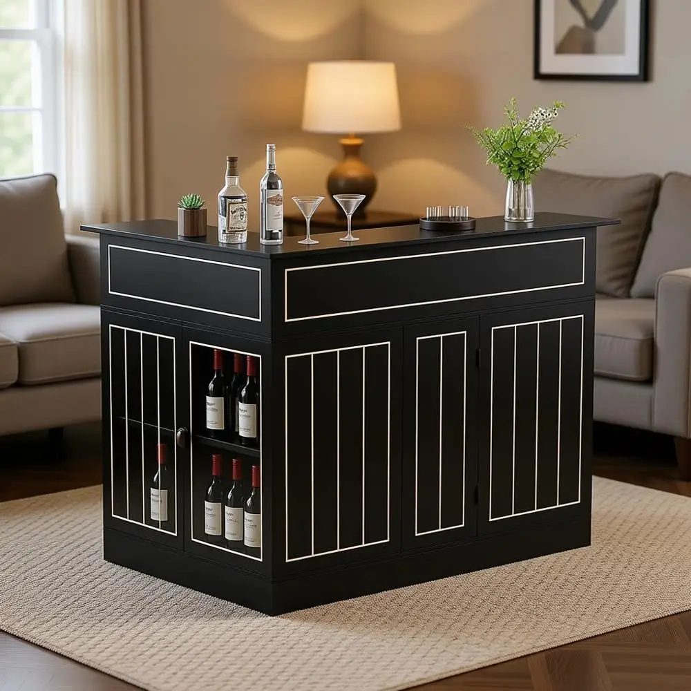 L-Shaped Home Bar with Power Outlet, 4-Tier Storage, Wine Glass Holder, and Cabinet for Desk or Pub (L-Shape, Ridge-Free)
L-Shaped Home Bar with Power Outlet, 4-Tier Storage, Wine Glass Holder, and Cabinet for Desk or Pub (L-Shape, Ridge-Free)