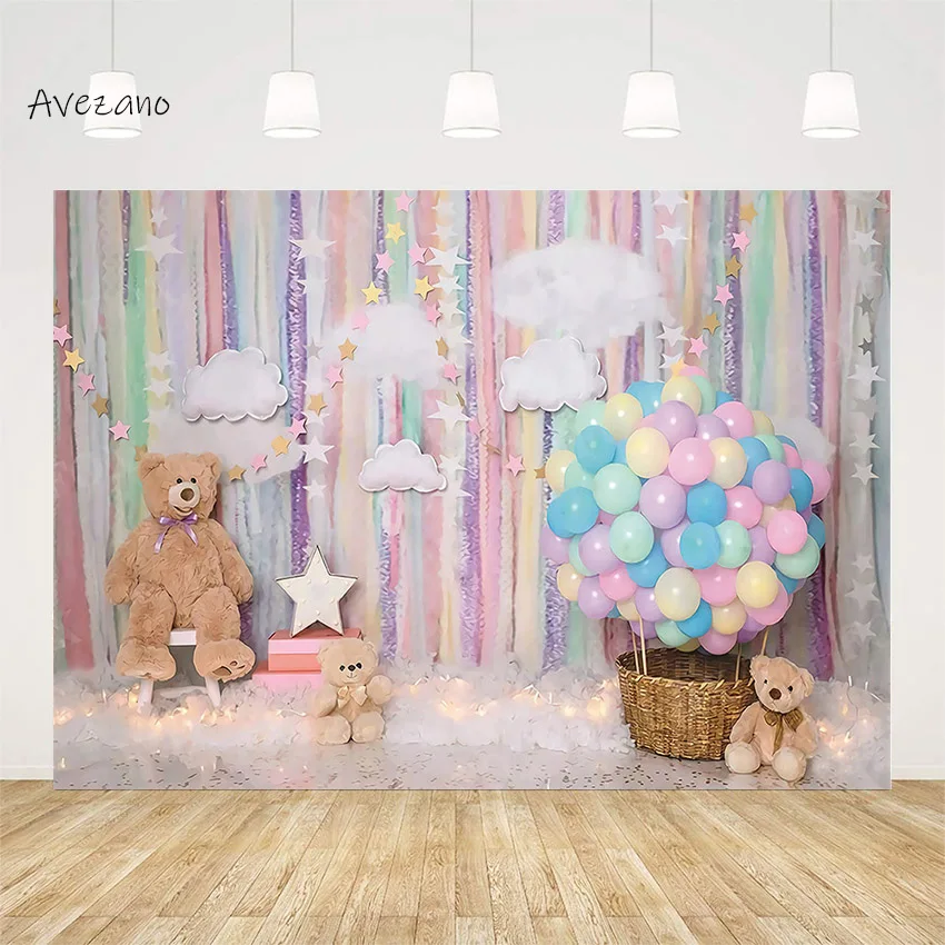 Avezano Photography Background Cloud Stars Toy Bear Hot Air Balloon Newborn Birthday Party Smash Cake Portrait Backdrop Decor
Avezano Photography Background Cloud Stars Toy Bear Hot Air Balloon Newborn Birthday Party Smash Cake Portrait Backdrop Decor