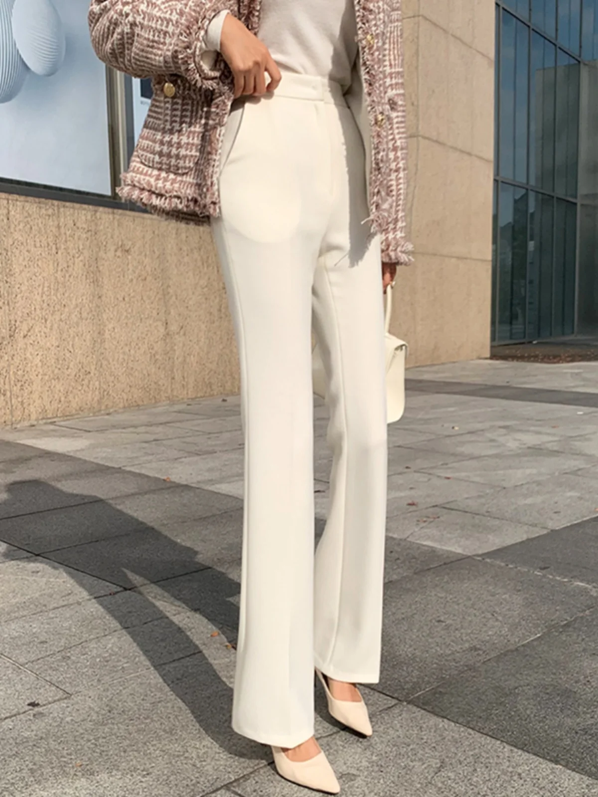 High Waist Fce Lined White Micro Flared Pants Spring Autumn Women's Casual Trousers Commute Sle Polyester Fiber
High Waist Fce Lined White Micro Flared Pants Spring Autumn Women's Casual Trousers Commute Sle Polyester Fiber