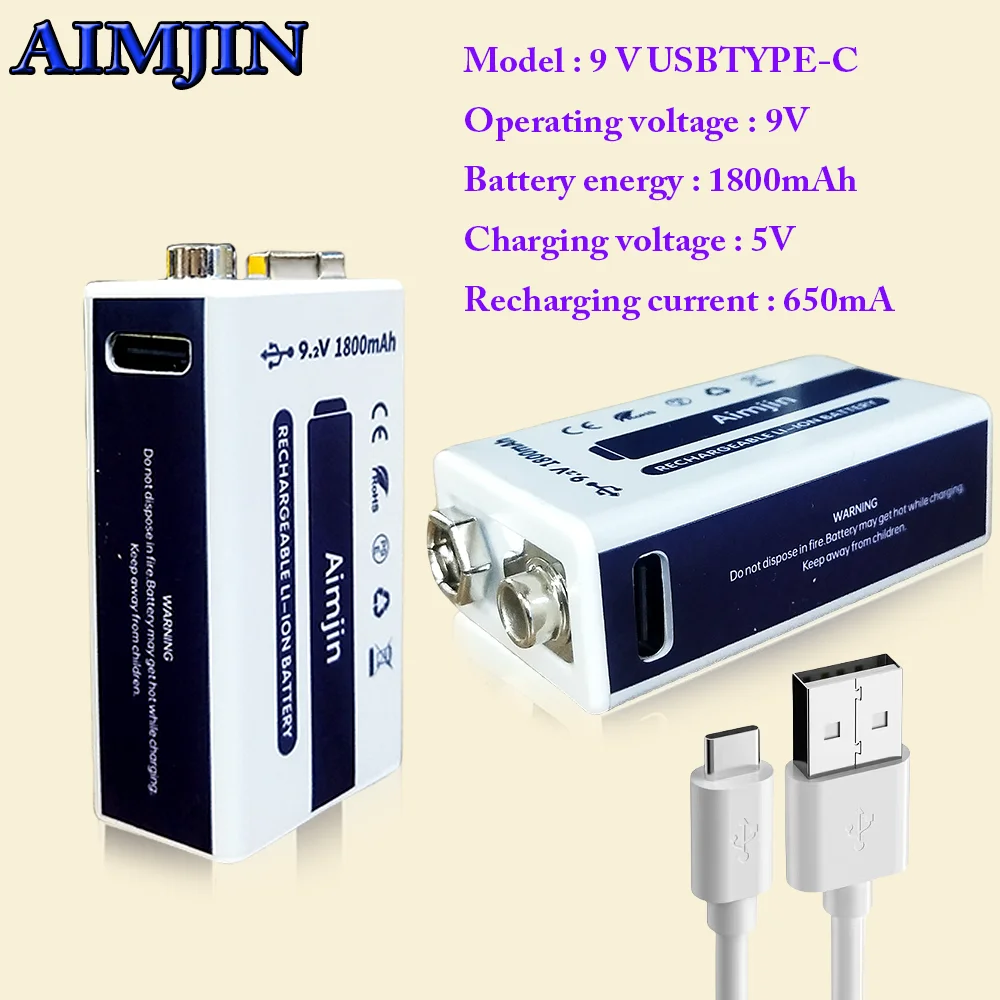 9.2V new rechargeable battery1800mAh squareUSB lithium battery, suitable for multimeter, microphone, toy, remote control, KTV
9.2V new rechargeable battery1800mAh squareUSB lithium battery, suitable for multimeter, microphone, toy, remote control, KTV