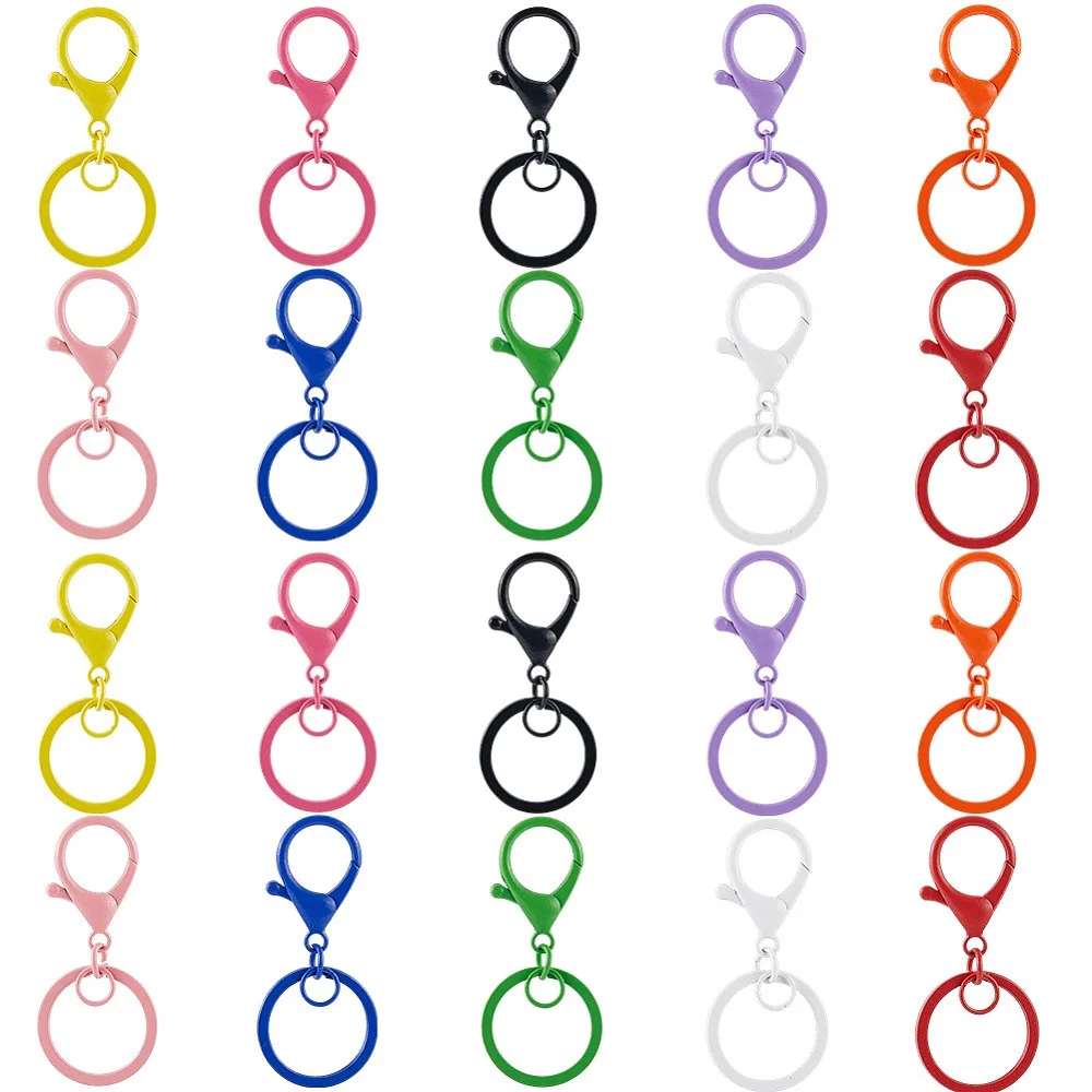 30Pcs 10 Colors Zinc Alloy Keychain Clasp Findings with Iron Rings Mixed Color 67.5mm 3pcs/color
30Pcs 10 Colors Zinc Alloy Keychain Clasp Findings with Iron Rings Mixed Color 67.5mm 3pcs/color