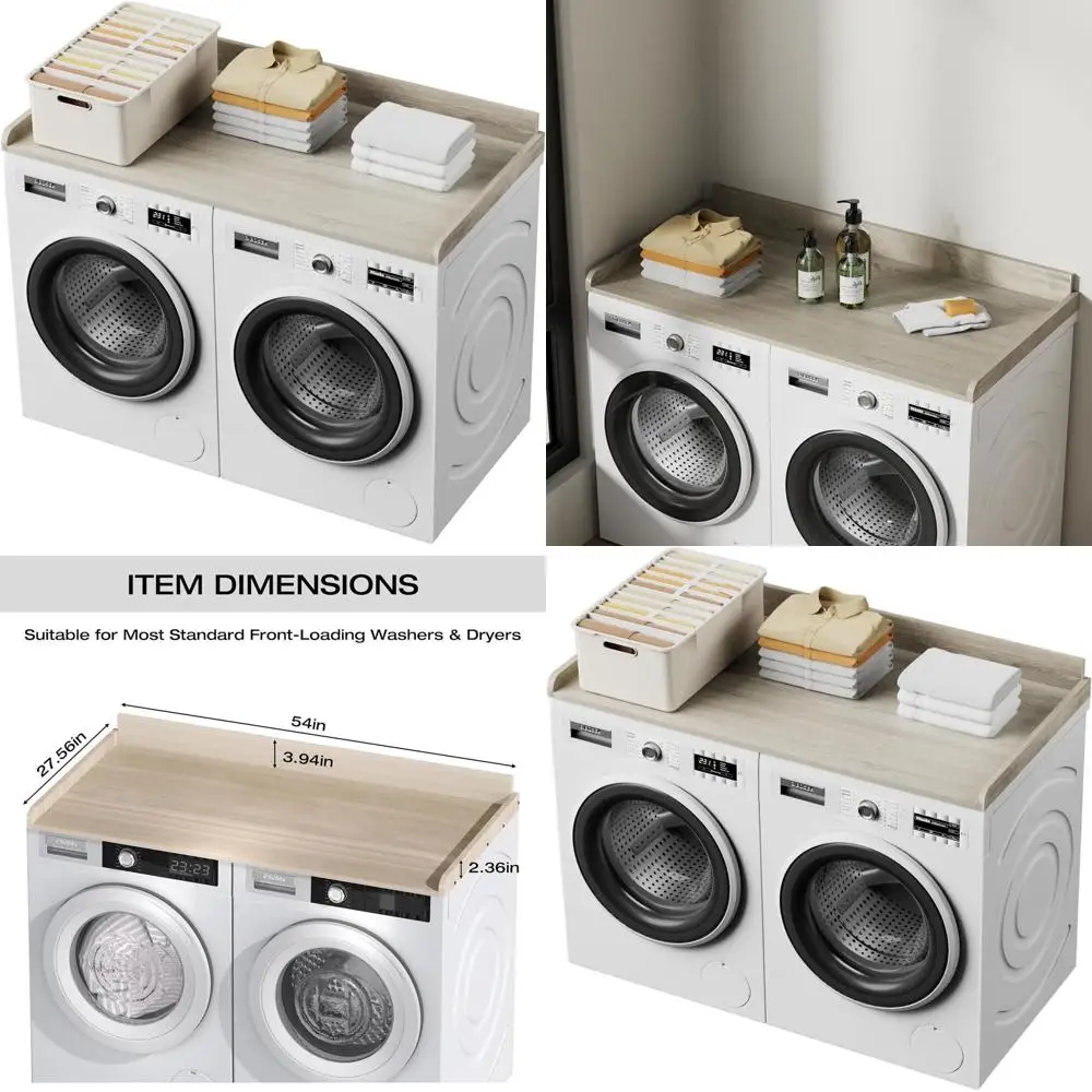 54 White Oak Solid Wood Laundry Countertop with 27.5 Depth for Washer Dryer Area Organization
54 White Oak Solid Wood Laundry Countertop with 27.5 Depth for Washer Dryer Area Organization