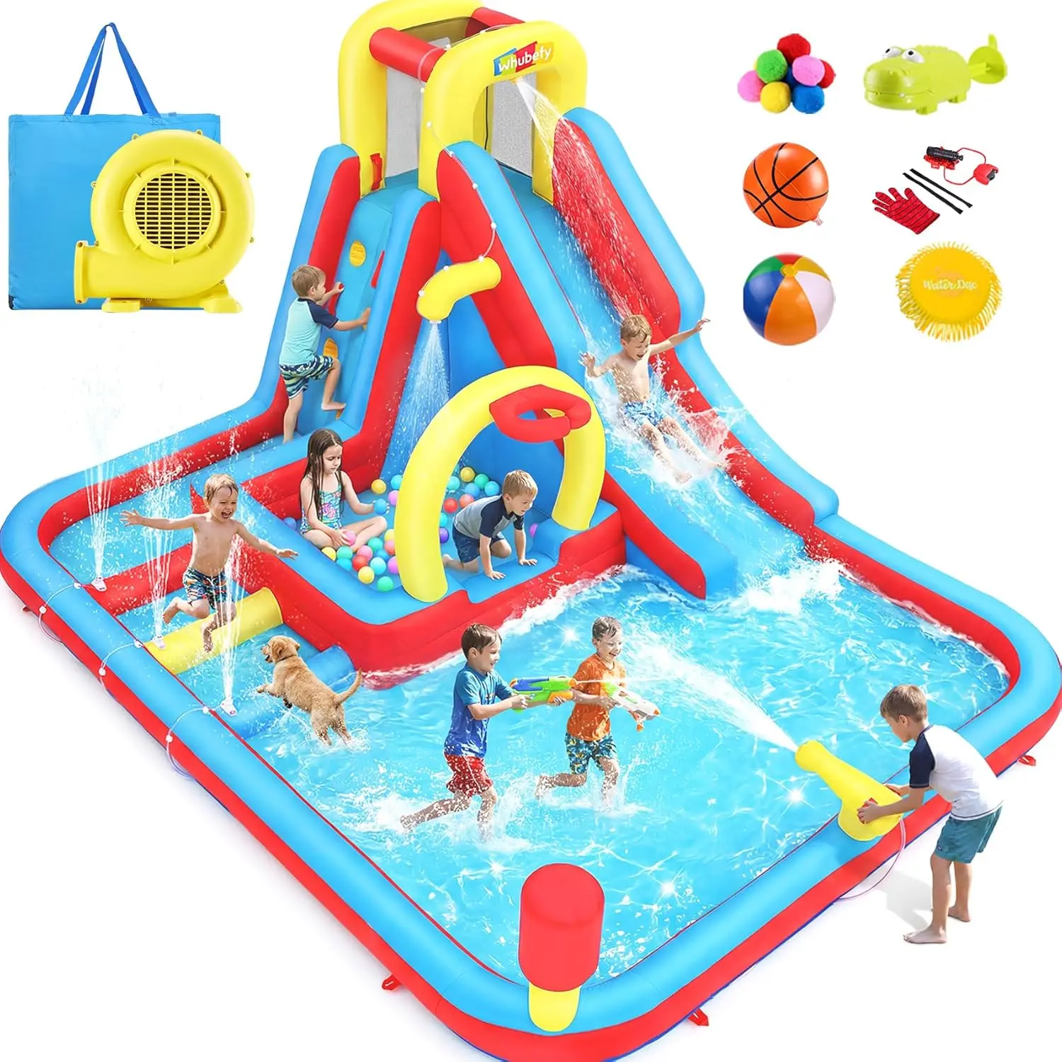 13.2ft Inflatable Water Slide for Kids - Large Backyard Outdoor Water Park with Big Splash Pool, Deep Pool, Triple Sprinkler Obstacle Course, Basketball Arch - Includes 15 Toys, Fun for 8 Kids
13.2ft Inflatable Water Slide for Kids - Large Backyard Outdoor Water Park with Big Splash Pool, Deep Pool, Triple Sprinkler Obstacle Course, Basketball Arch - Includes 15 Toys, Fun for 8 Kids