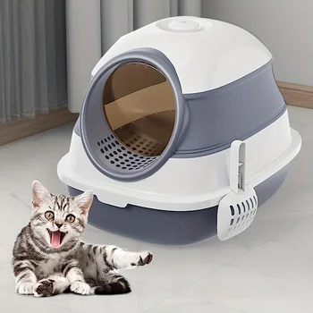 Circular Silicone Fully Enclosed Cat Litter Box with Odor, Splash Proof, Easy To Clean, Using Non Charging Power Mode