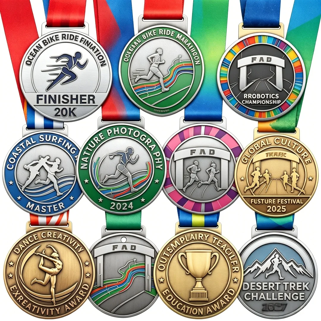 Custom Medal 5K/10K Marathon Finisher Medals Running/Swimming/Football/Triathlon/Cycling Race Award Metal Medal Manufacturer
Custom Medal 5K/10K Marathon Finisher Medals Running/Swimming/Football/Triathlon/Cycling Race Award Metal Medal Manufacturer
