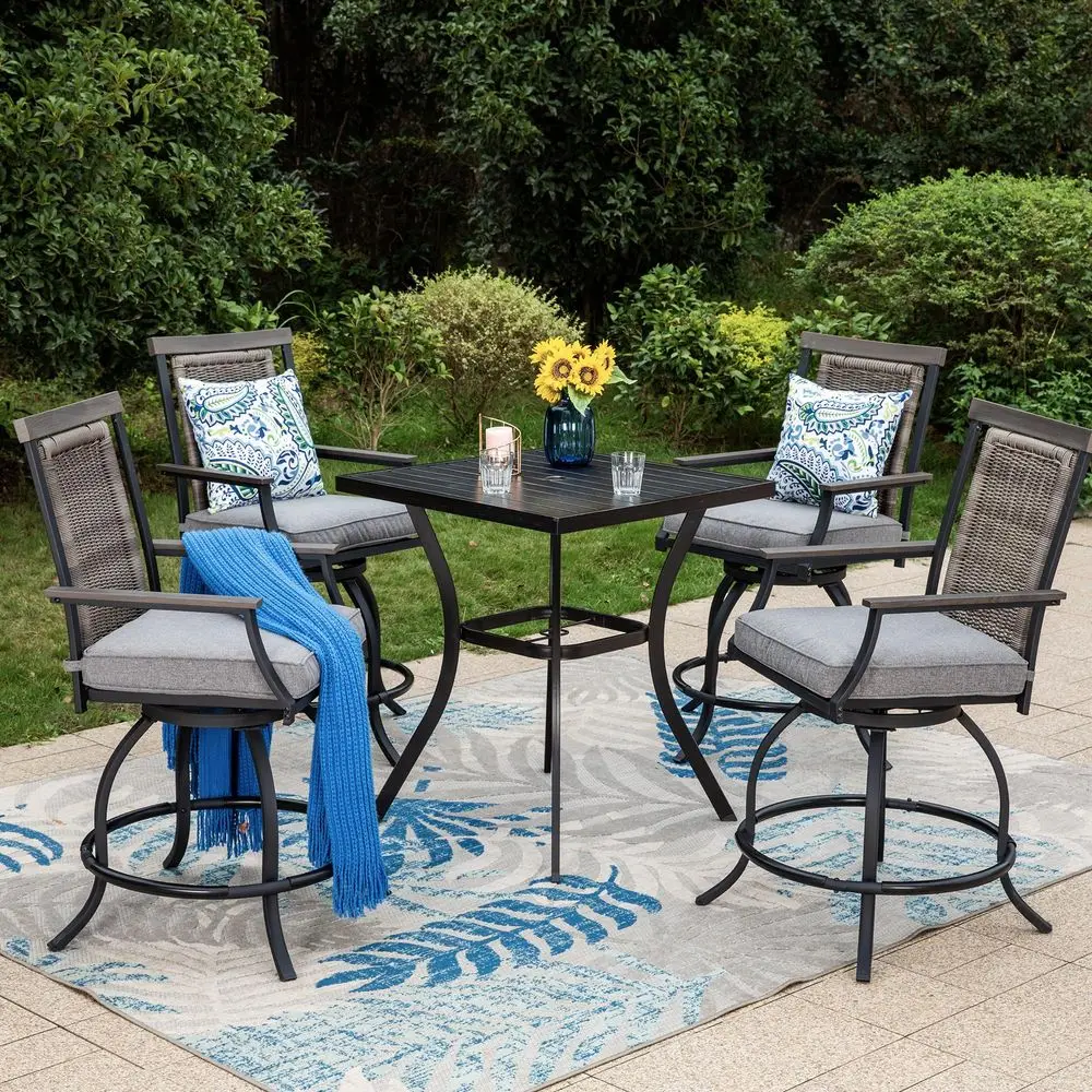 5 Piece Outdoor Bar Furniture Set, Counter Height Patio Bar Bistro Table Square amp Rattan Wicker Bar Stools Chairs with All We
5 Piece Outdoor Bar Furniture Set, Counter Height Patio Bar Bistro Table Square amp Rattan Wicker Bar Stools Chairs with All We