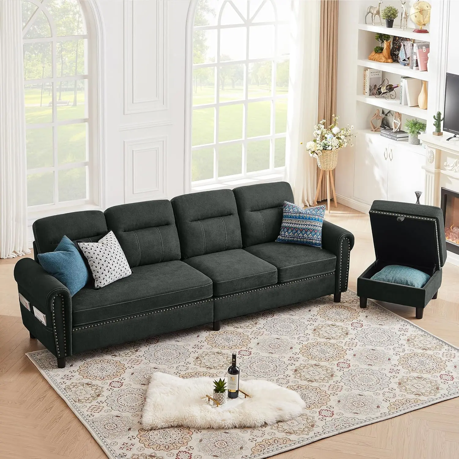 106" Convertible Sectional Sofa, L Shaped Couch with Storage Chaise and Side Pocket, Modern Reversible 4 Seater Couch
106" Convertible Sectional Sofa, L Shaped Couch with Storage Chaise and Side Pocket, Modern Reversible 4 Seater Couch
