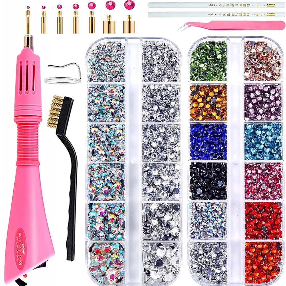 Hotfix Rhinestone Applicator Gun Tool Hot Fix Stones with 7 Different Nozzles 2 Boxes of Rhinestones for Clothes Fabric Crafts
Hotfix Rhinestone Applicator Gun Tool Hot Fix Stones with 7 Different Nozzles 2 Boxes of Rhinestones for Clothes Fabric Crafts