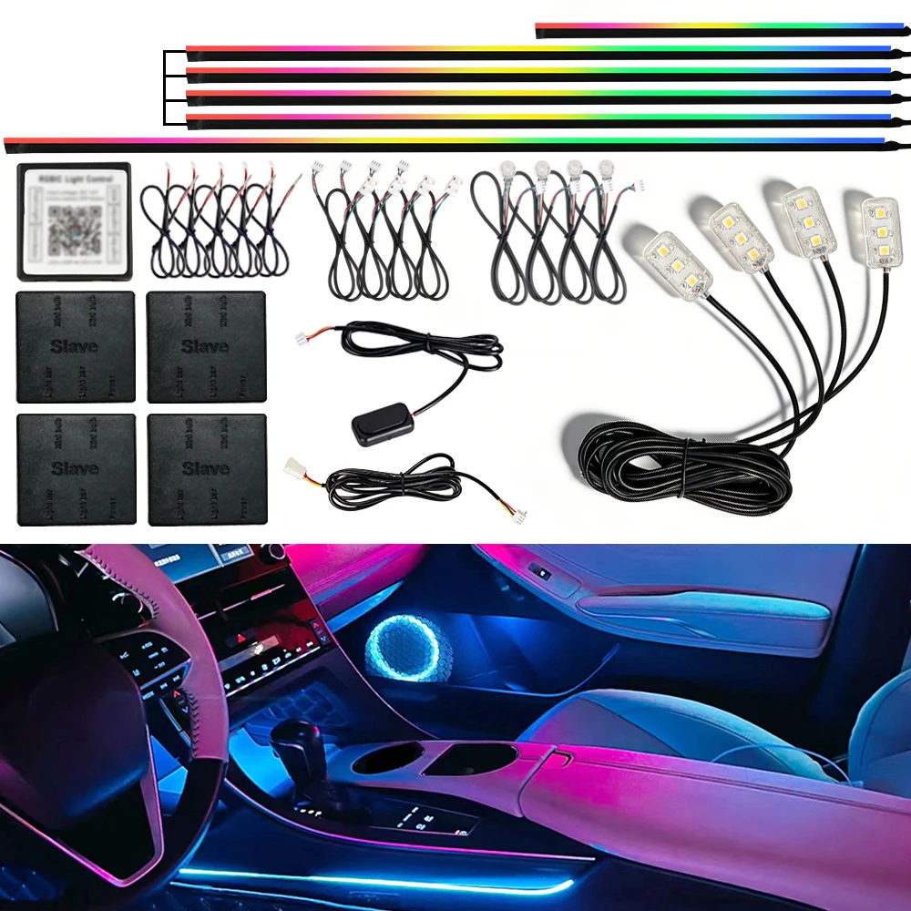 12 В окружающий свет 6/10/18 в 1 для салона автомобиля RGB APP управление акриловая направляющая полоса света авто украшения атмосферная лампа
12 В окружающий свет 6/10/18 в 1 для салона автомобиля RGB APP управление акриловая направляющая полоса света авто украшения атмосферная лампа