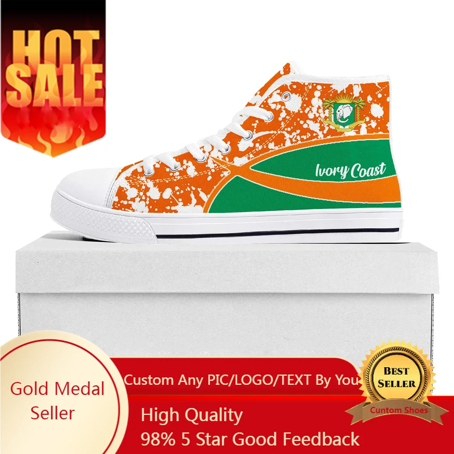 Ivory Coast Côte d'Ivoire High Top High Quality Sneakers Mens Womens Teenager Canvas Sneaker Couple Shoes Custom Made Shoe
Ivory Coast Côte d'Ivoire High Top High Quality Sneakers Mens Womens Teenager Canvas Sneaker Couple Shoes Custom Made Shoe