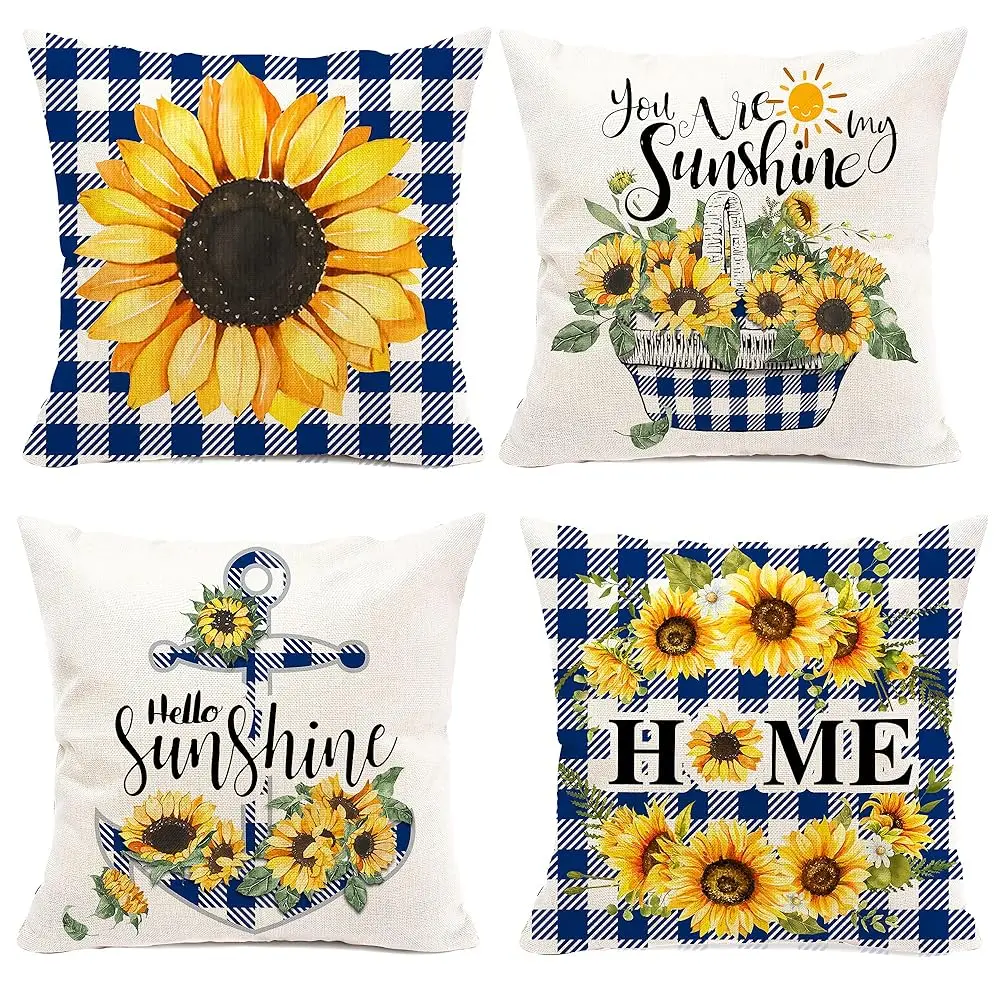 Sunflower Pillow Cover 20X20'' Blue Buff Plaid Decorative Throw Pillow Case Set Of 4 Yellow Outdoor Sofa Couch Farmhouse
Sunflower Pillow Cover 20X20'' Blue Buff Plaid Decorative Throw Pillow Case Set Of 4 Yellow Outdoor Sofa Couch Farmhouse