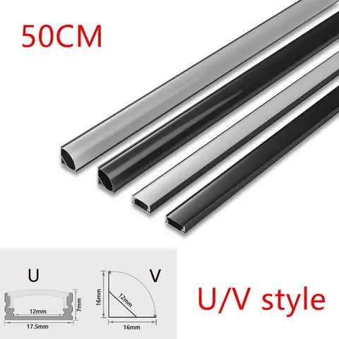 50Cm V U-Shaped Led Aluminum Channel Led Diffuser Led Cabinet Light Strip Study Wardrobe Light Photo Frame Decorative Line Light