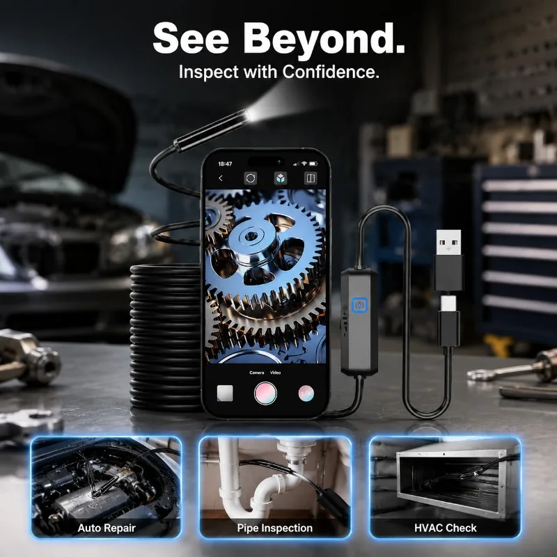 Industrial Endoscope E300 E310 Android Borescope Waterproof Pipe Inspection Camera with Rigid/Semi-Flexible Cable for Auto
Industrial Endoscope E300 E310 Android Borescope Waterproof Pipe Inspection Camera with Rigid/Semi-Flexible Cable for Auto