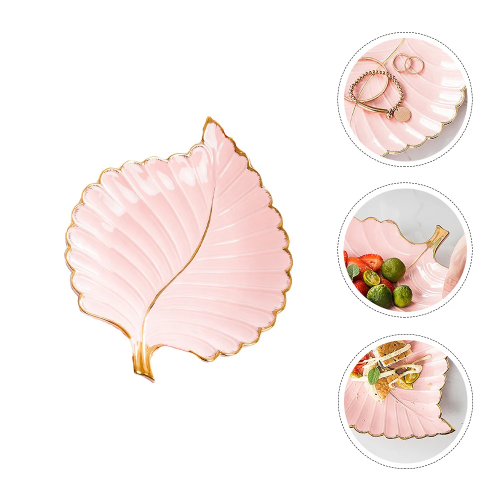 1Pcs Gold Rim Dinnerware Tray Jewelry Ceramic Tray Storage Dish for Cosmetics Keys Display Creative Ceramic Jewelry Organizer