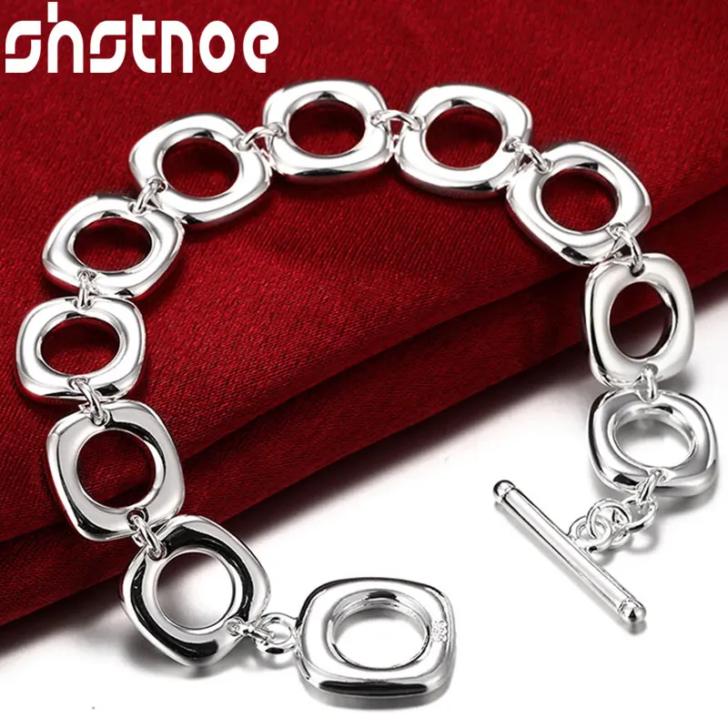 SHSTONE 925 Sterling Silver Square Chain Bracelet For Women Fine Jewelry Fashion Wedding Engagement Party Gift
SHSTONE 925 Sterling Silver Square Chain Bracelet For Women Fine Jewelry Fashion Wedding Engagement Party Gift