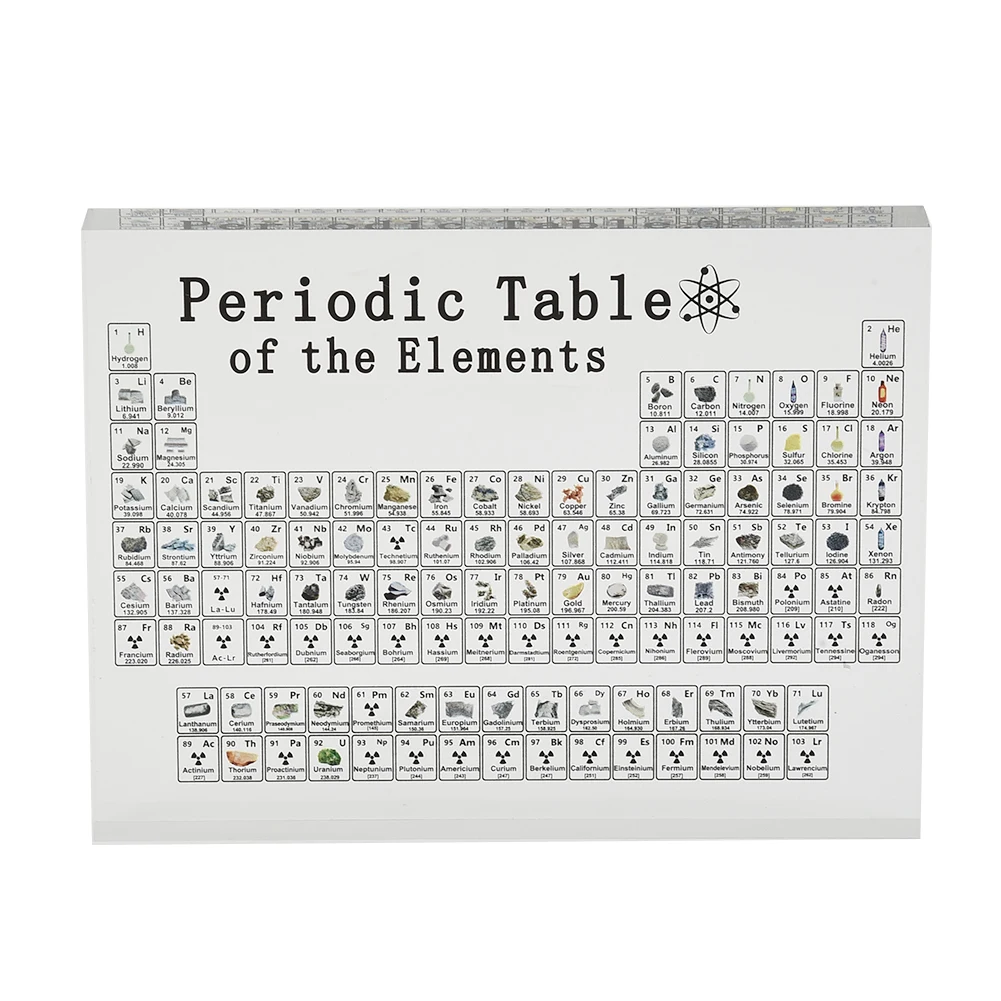 Chemical Element Display Acrylic Periodic Table Teaching School Display Acrylic Crystal Home Decoration Ornaments
Chemical Element Display Acrylic Periodic Table Teaching School Display Acrylic Crystal Home Decoration Ornaments