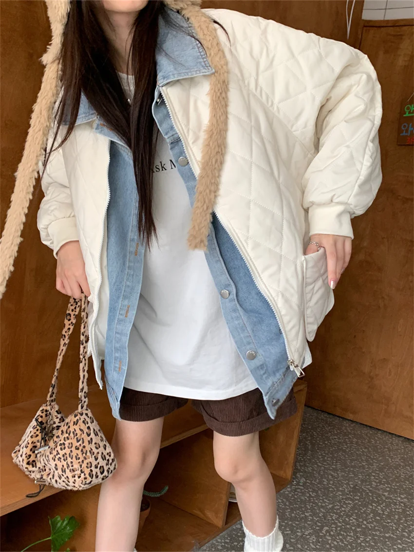 PLAMTEE Oversize Women Patchwork Denim Parkas Winter Thicken High Street Casual Loose Fashion New Gentle Warm Cotton Padded Coat
PLAMTEE Oversize Women Patchwork Denim Parkas Winter Thicken High Street Casual Loose Fashion New Gentle Warm Cotton Padded Coat