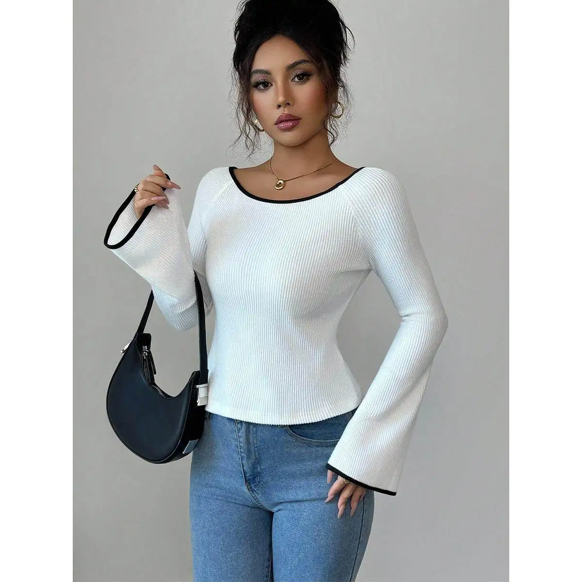 Women's Long Sve T-irt Elastic Lacing Base Pullover Slim Fit round Ne Chinese Sle Top for Winter Season
Women's Long Sve T-irt Elastic Lacing Base Pullover Slim Fit round Ne Chinese Sle Top for Winter Season