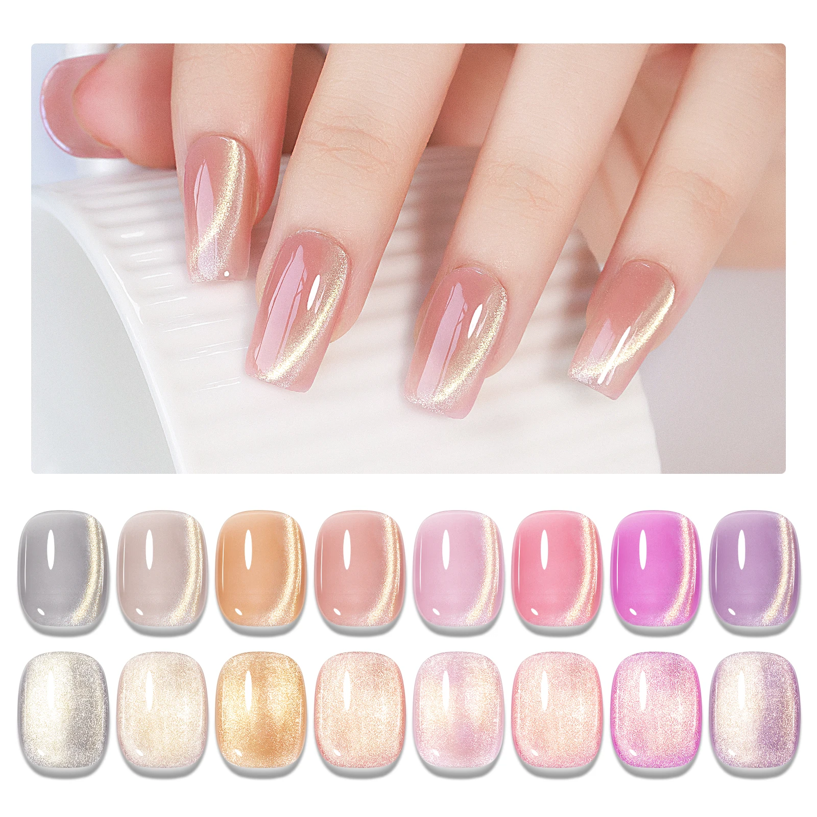 MIZHSE 8PCS Cat Eye Gel Nail Polish Set - Gold Glitter, Magnetic Gel, Soak Off UV/LED, Long-Lasting For Professional Nail Art
MIZHSE 8PCS Cat Eye Gel Nail Polish Set - Gold Glitter, Magnetic Gel, Soak Off UV/LED, Long-Lasting For Professional Nail Art